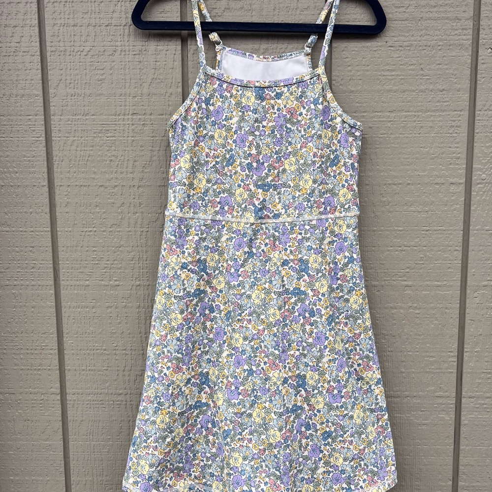 Floral Kids Dress with Purple and Yellow Accents